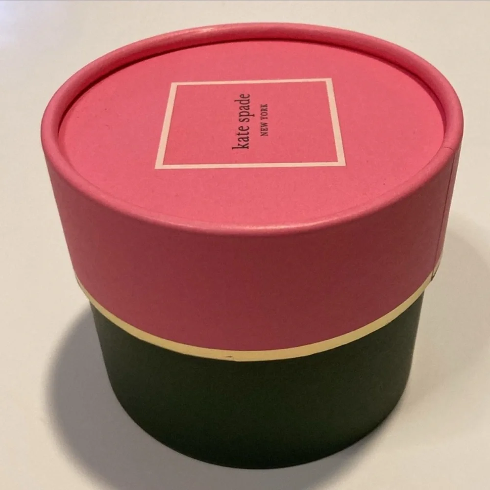 KATE SPADE round  box in pink, green  & gold trim!! FUN & FUNCTIONAL NEW
